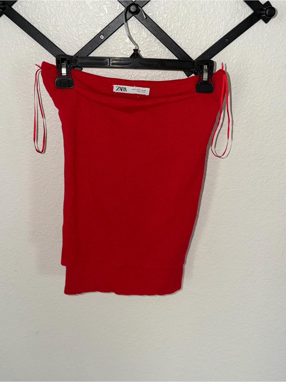 ZARA Red Double Layer Strapless Tube Top Women’s Size Small Y2K - Picture 2 of 4